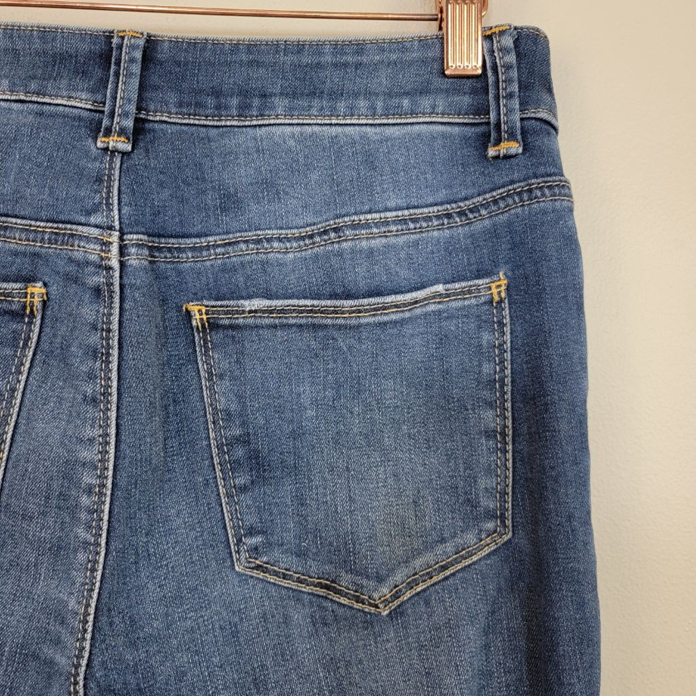 Chico's 00 2 Platinum Skinny Jeans Jeggings Velvet Patch Medium Blue Mid Rise - Picture 8 of 12